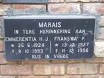 MARAIS Franswa P. 1927-1996 & Emmerentia H.J. 1924-1993