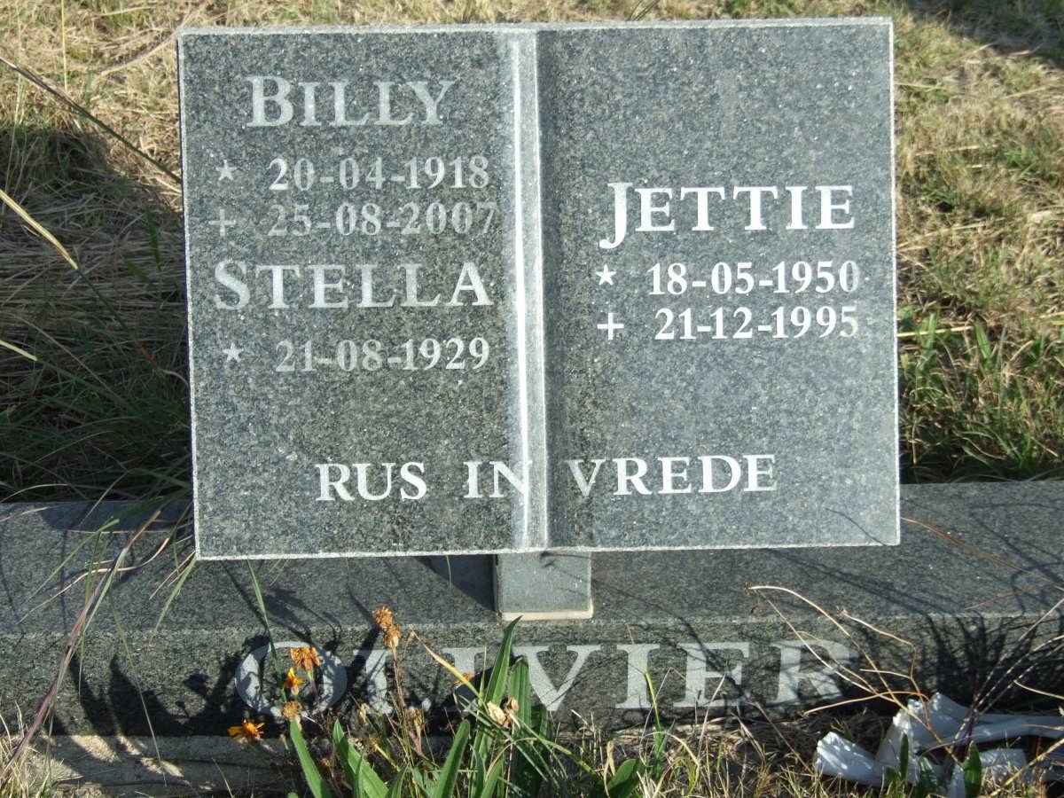OLIVIER Billy 1918-2007 & Stella 1929- :: OLIVIER Jettie 1950-1995