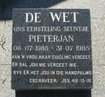 WET Pieterjan, de 1985-1985