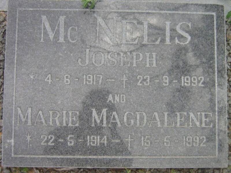 McNELIS Joseph 1917-1992 & Marie Magdalene 1914-1992