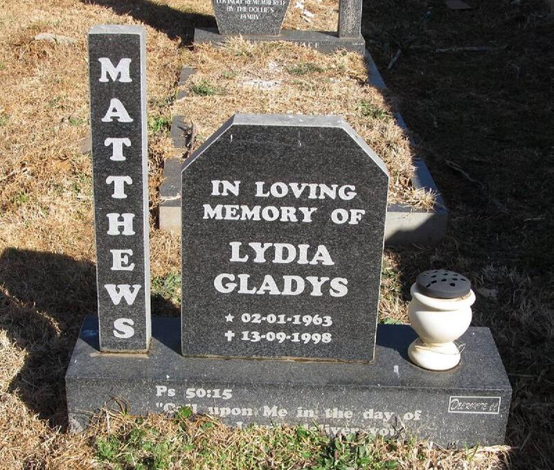 MATTHEWS Lydia Gladys 1963-1998