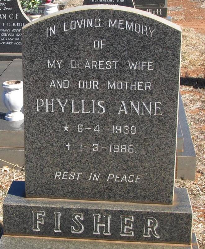 FISHER Phyllis Anne 1939-1986