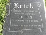 KRIEK Jacobus 1932-1992