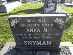 SNYMAN Anna M. 1917-1989