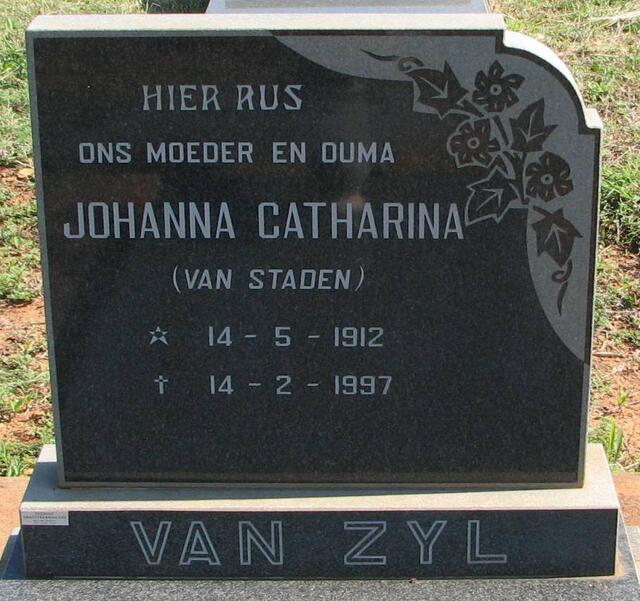 ZYL Johanna Catharina, van nee van STADEN 1912-1997