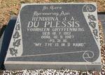 PLESSIS Hendrina J.A., du voorheen GRYFFENBERG 1912-1987