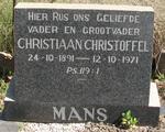 MANS Christiaan Christoffel 1891-1971