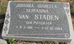 STADEN Johanna Isabella Serfasina, van nee POTGIETER 1911-1984