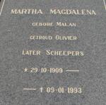 SCHEEPERS Martha Magdalena voorheen OLIVIER nee MALAN 1909-1993