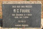 FOURIE H.C. nee ERASMUS 1859-1930