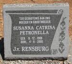 RENSBURG Susanna Catrina Petronella, J.v. 1908-2000