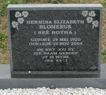 BLOMERUS Hermina Elizabeth nee BOTHA 1920-2004