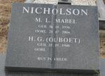NICHOLSON H.G. 1940- & M.L.1936-2004