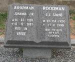 ROODMAN J.J. 1920-1998 & Johanna J.W. 1928-2001