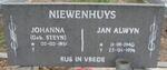 NIEWENHUYS Jan Alwyn 1940-1996 & Johanna STEYN 1951-