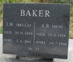 BAKER A.B. 1926-1996 & I.M. 1939-2003