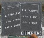 DIEDERICKS A.P. 1915-1989 & E.F. 1918-2009