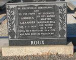ROUX Andries Alexander 1909-1979 & Martha Margaretha THERON 1924-1973