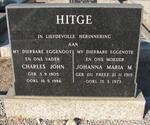 HITGE Charles John 1905-1986 & Johanna Maria M. du PREEZ 1915-1973