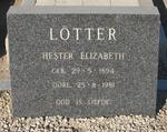 LOTTER Hester Elizabeth 1894-1981