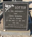 LOTTER Anna Susanna nee de VILLIERS 1889-1975