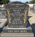 BERG J.D., van den 1912-1992 & Anna de K. DE VILLIERS 1903-1987