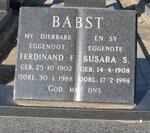 BABST Ferdinand F. 1902-1988 & Susara S. 1908-1998
