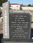LAMBRECHTS Arend von Willigh 1924-1990 & Bertha Magaritha 1929-2002