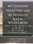 CLOETE Maria Wilhelmina 1913-1985