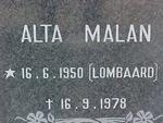 MALAN Alta nee LOMBAARD 1950-1978