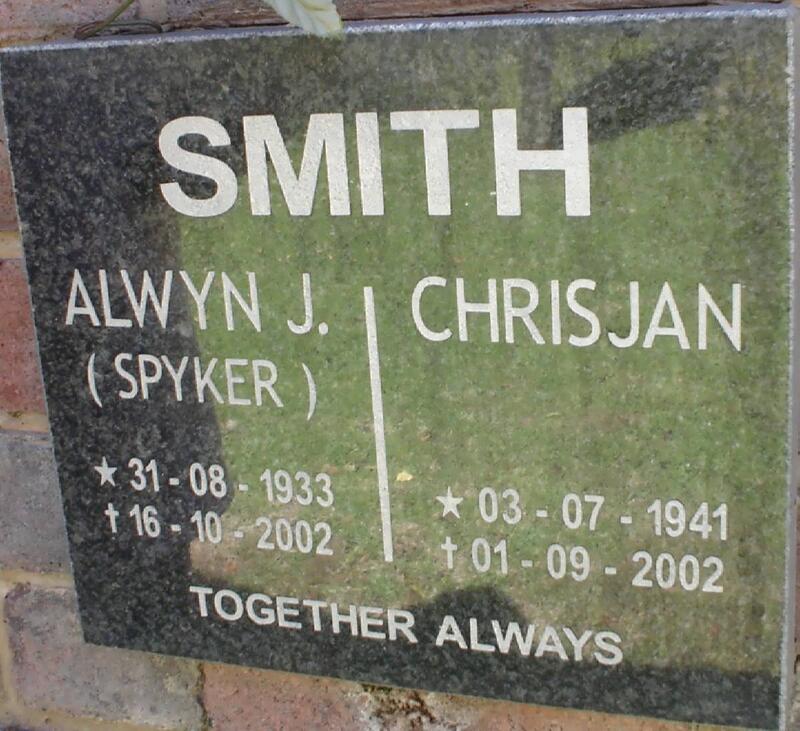 SMITH Alwyn J. 1933-2002 :: SMITH Chrisjan 1941-2002