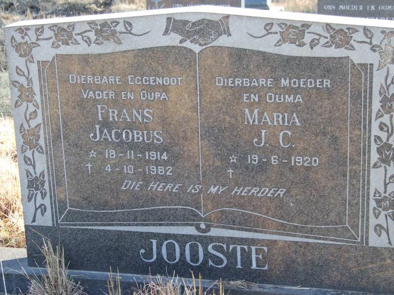 JOOSTE Frans Jacobus 1914-1982 & Maria J.C. 1920-