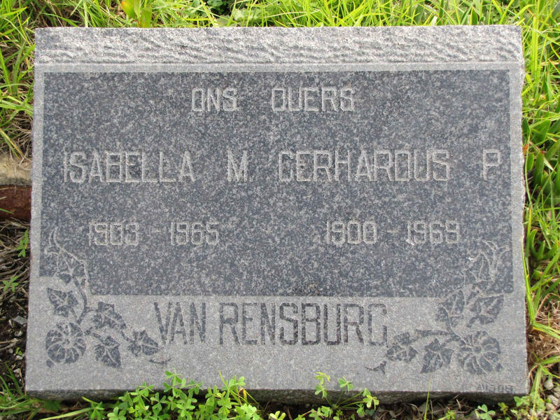 RENSBURG Gerhardus P., van 1900-1969 & Isabella M. 1903-1965