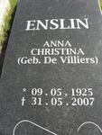 ENSLIN Anna Christina nee DE VILLIERS 1925-2007