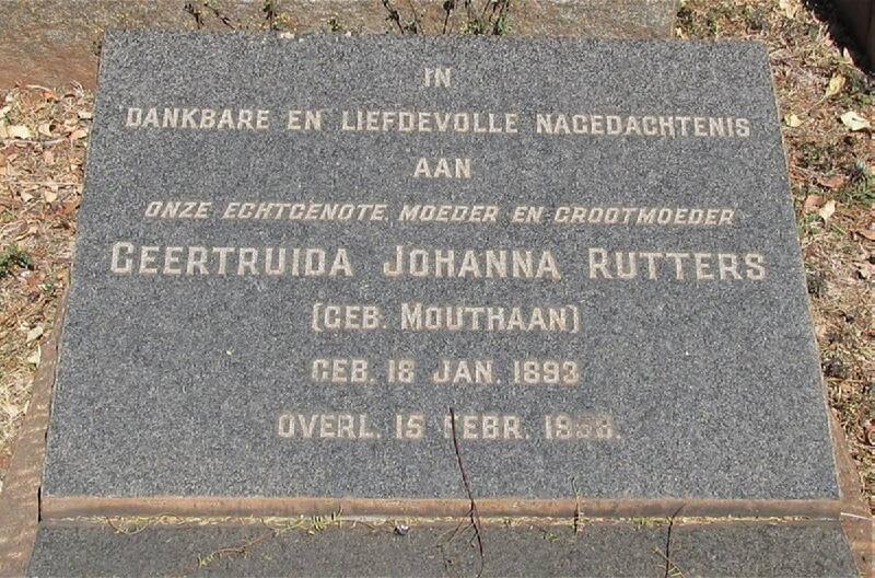 RUTTERS Geertruida Johanna nee MOUTHAAN 1893-1958