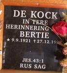 KOCK Bertie, de 1921-1999
