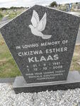 KLAAS Cikizwa Esther 1951-2008