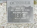 OCTOBER Wilhelmina 1931-2001