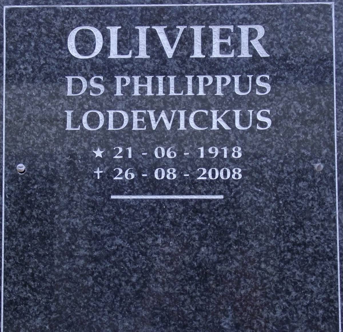 OLIVIER Philippus Lodewickus 1918-2008