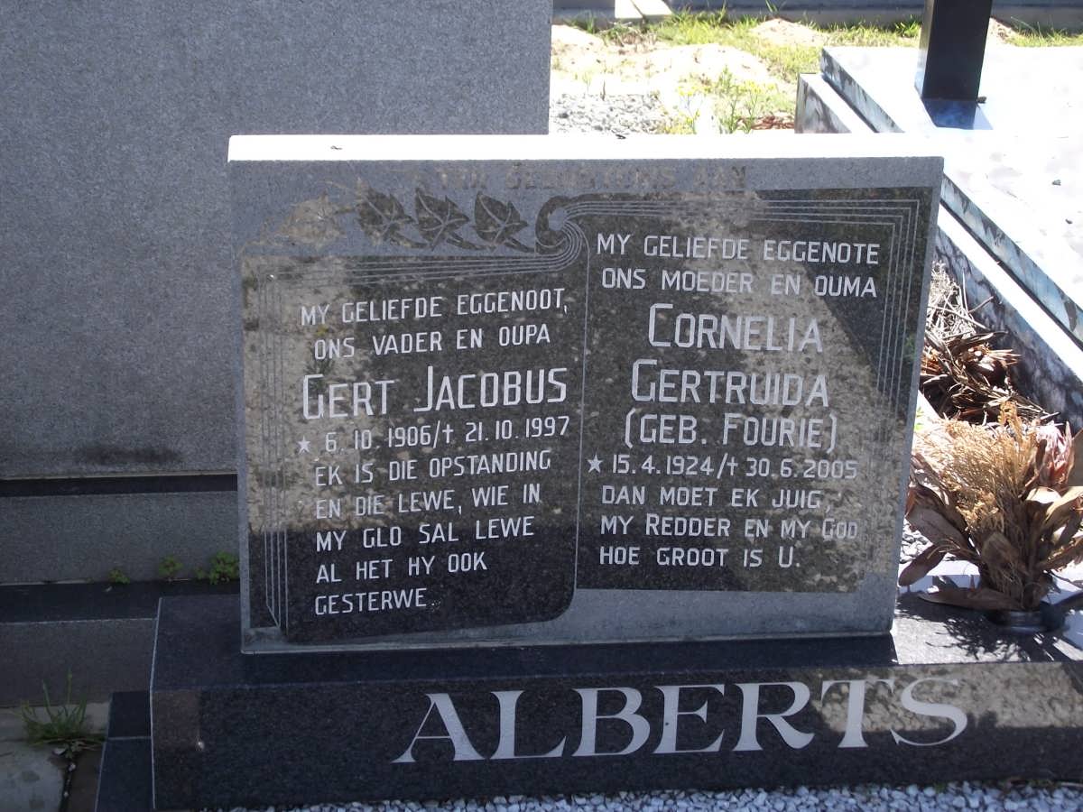 ALBERTS Gert Jacobus 1906-1997 & Cornelia Gertruida FOURIE 1924-2005
