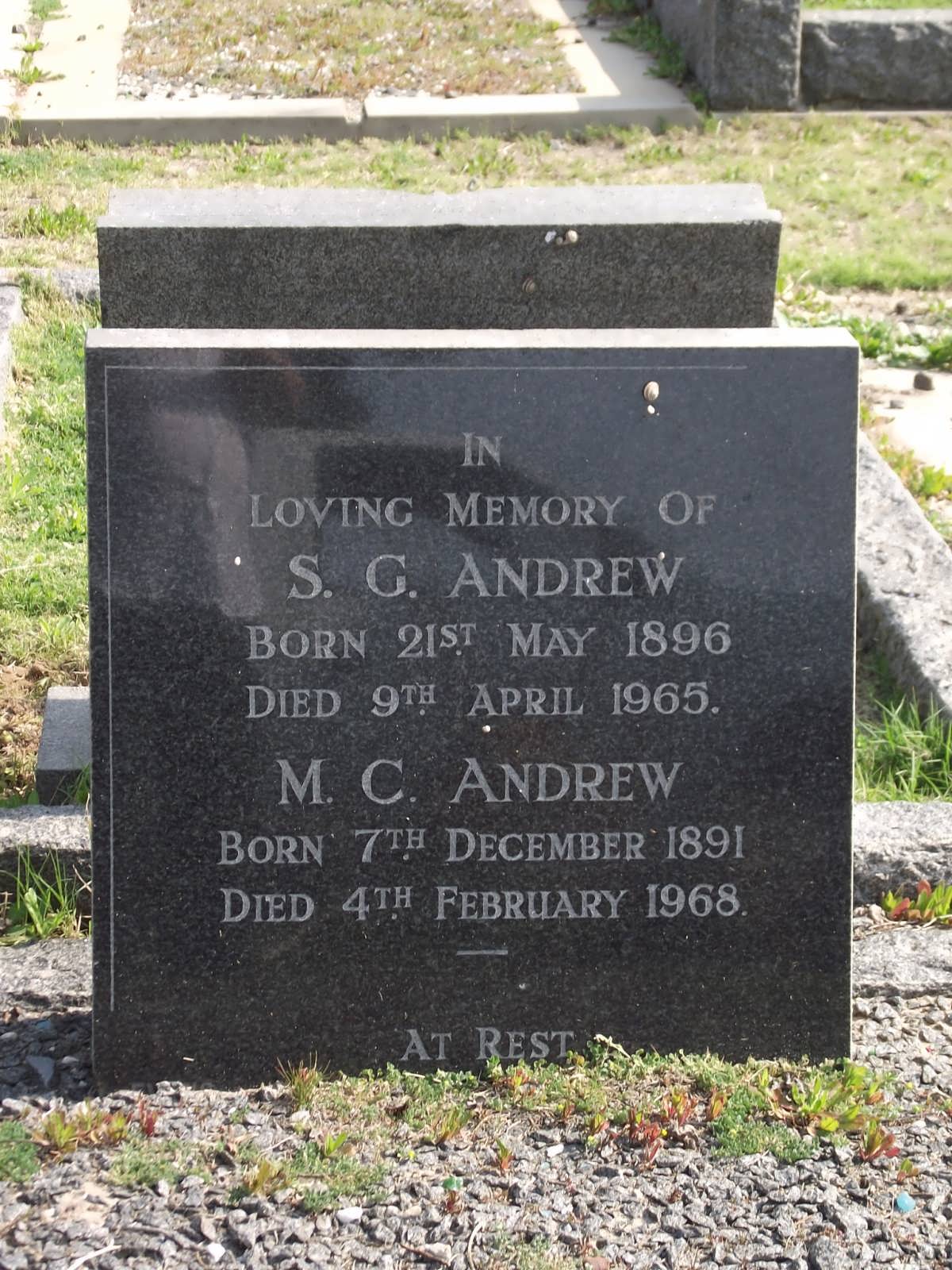 ANDREW S.G. 1896-1965 & M.C. 1891-1968
