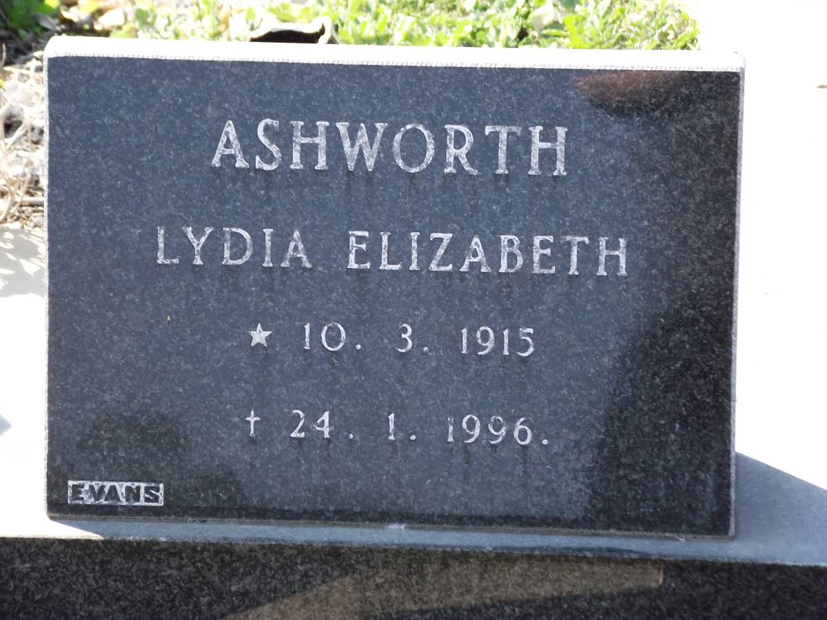 ASHWORTH Lydia Elizabeth 1915-1996