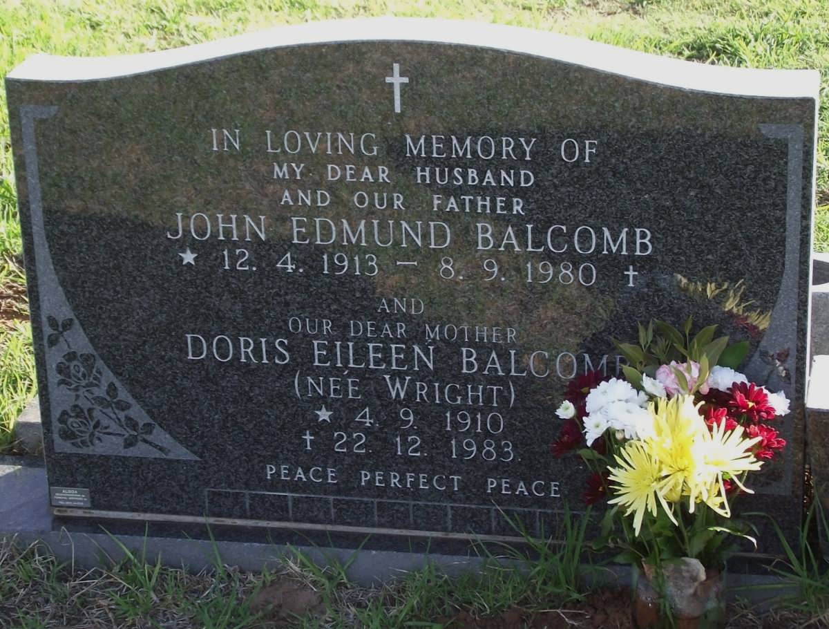 BALCOMB John Edmund 1913-1980 & Doris Eileen WRIGHT 1910-1983