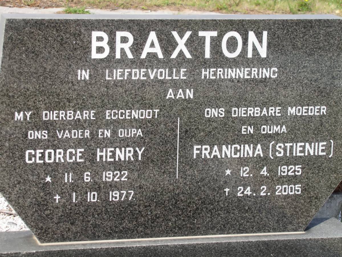 BRAXTON George Henry 1922-1977 & Francina 1925-2005