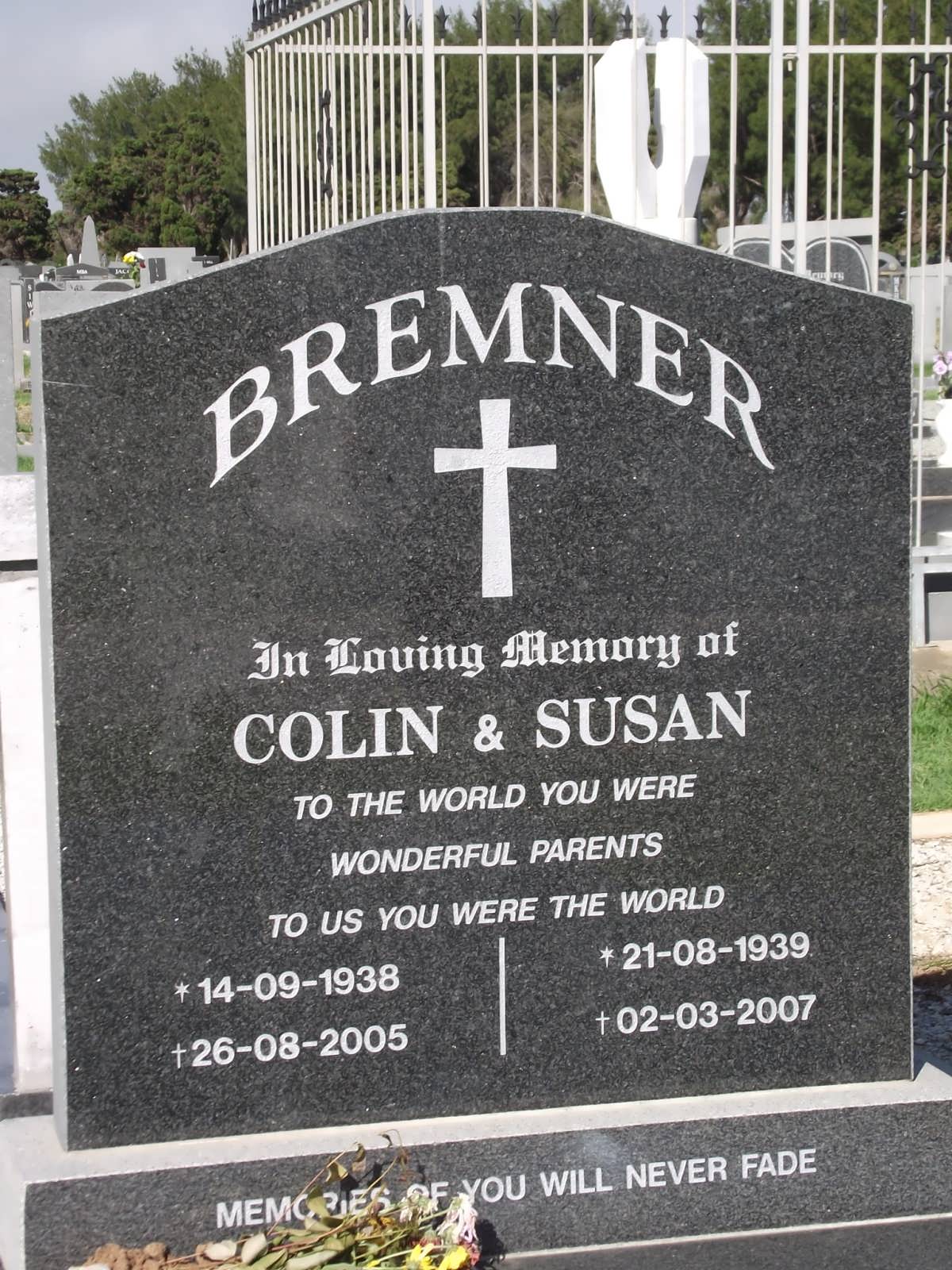 BREMNER Colin 1938-2005 & Susan 1939-2007