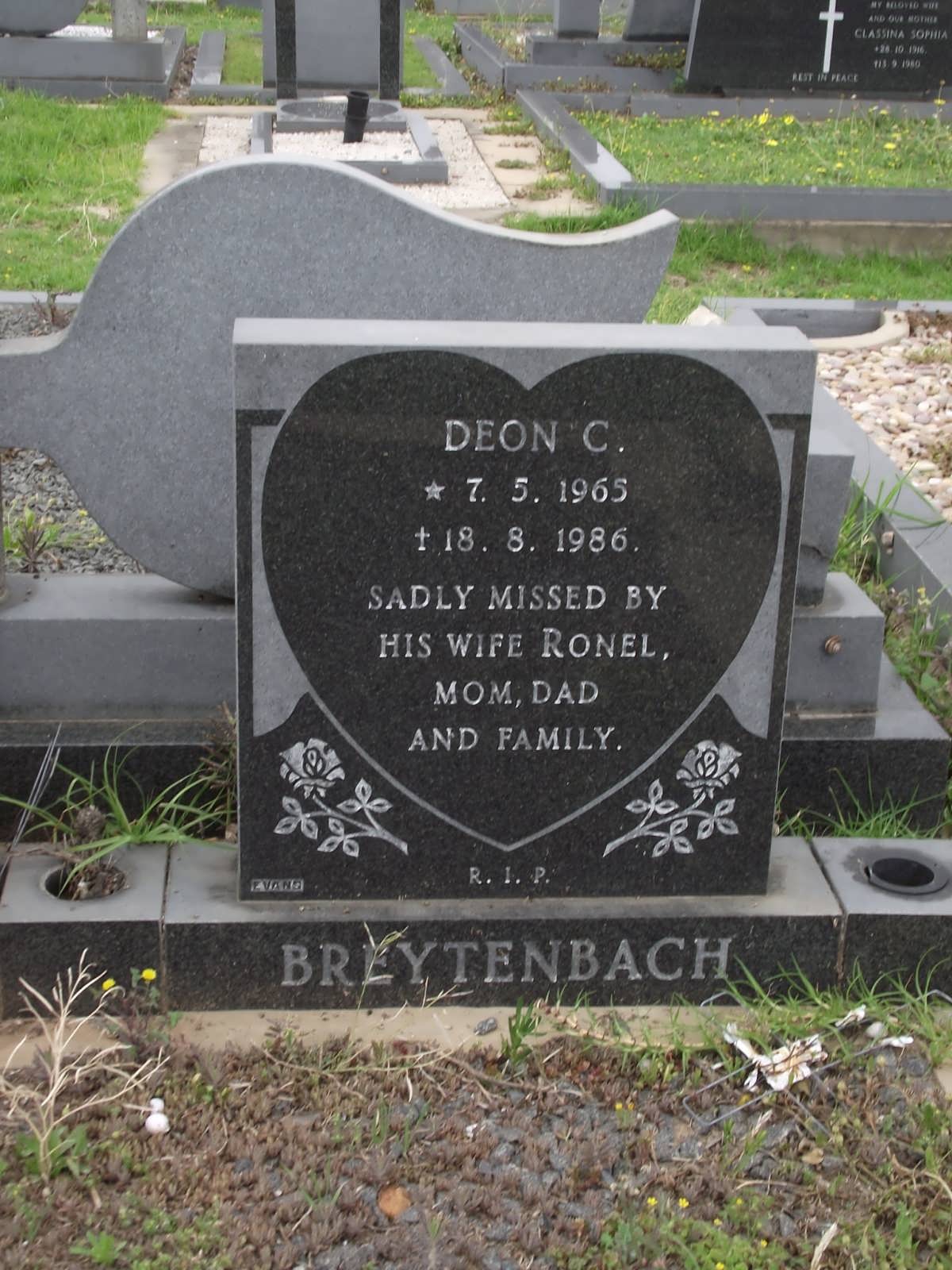 BREYTENBACH Deon C. 1965-1986