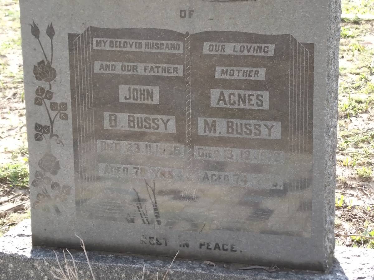 BUSSY John B. -1965 &  Agnes M. -1972