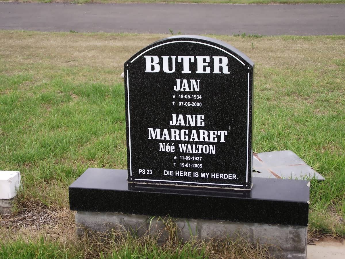 BUTER Jan 1934-2000 & Jane Margaret WALTON 1937-2005