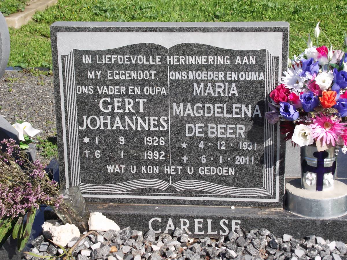 CARELSE Gert Johannes 1926-1992 & Maria Magdalena DE BEER 1931-2011  