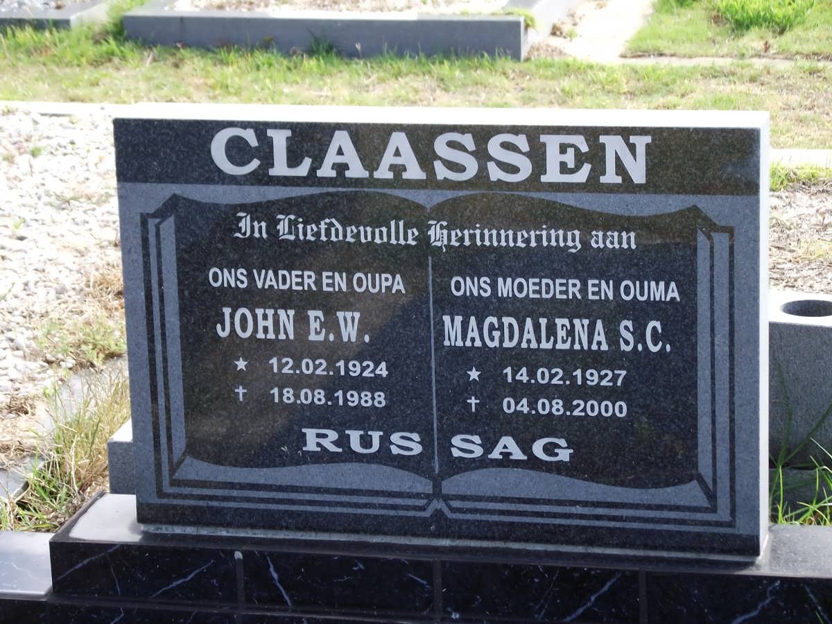CLAASSEN John E.W. 1924-1988 & Magdalena S.C. 1927-2000